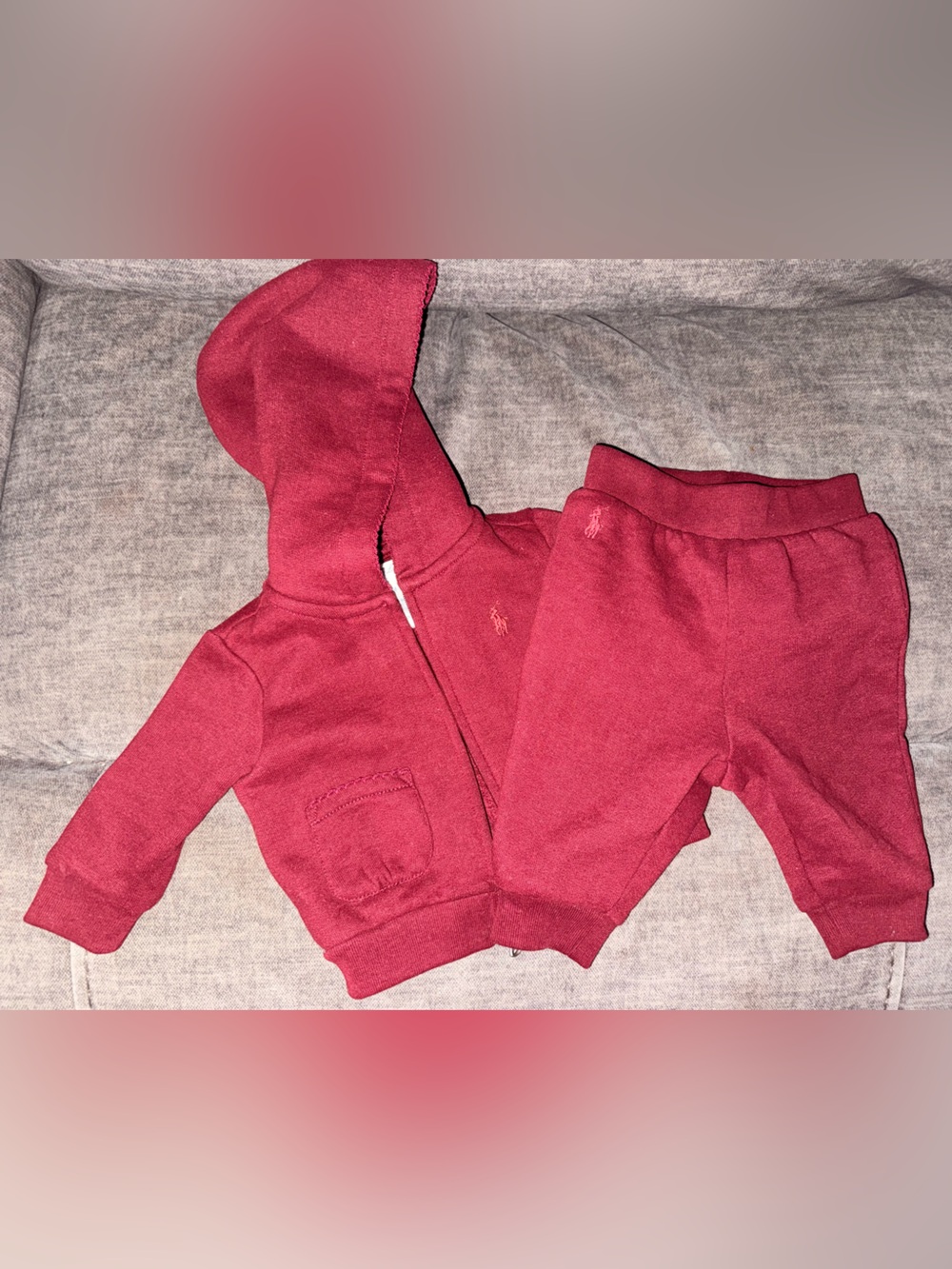 Ralph Lauren Toddler Burgundy Hoodie & Joggers Set